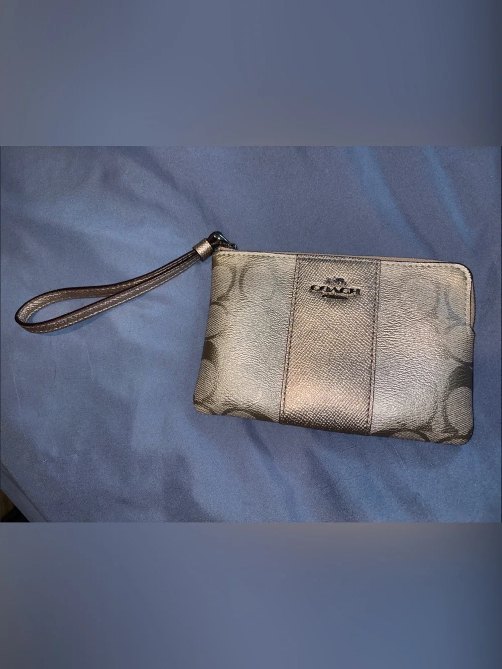 Coach Metallic Brown Signature Wristlet